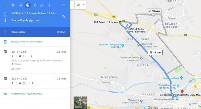 Линије градског превоза у Нишу од сада и на Гуглу