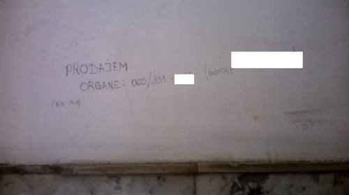 Један од огласа-графита у ТЦ Калча, Фото: Јужна Србија