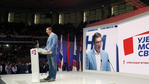 Vučić na predizbornom mitingu Srpske napredne stranke u hali Čair