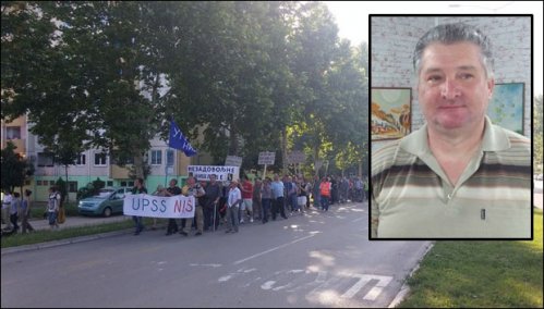 Detalj sa lanjskih protesta u gradu na Nišavi / Predsednik Saša Kostić iz UPSS. Foto: V.N.