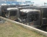 Изгорело шест камиона у пожару на паркингу "Фрикома" у Нишу