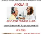 Klub penzionera Niša organizuje besplatnu proveru sluha