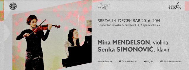Koncert violinistkinje Mine Mendelson i pijanistkinje Senke Simonović