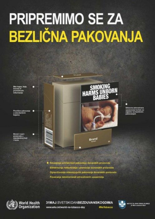 Сутра је Светски дан без дуванског дима: Стижу безлична (стандардизована) паковања цигарета