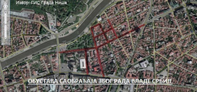 Potpuna obustava saobraćaja u pojedinim ulicama zbog rada Vlade Srbije  u Nišu