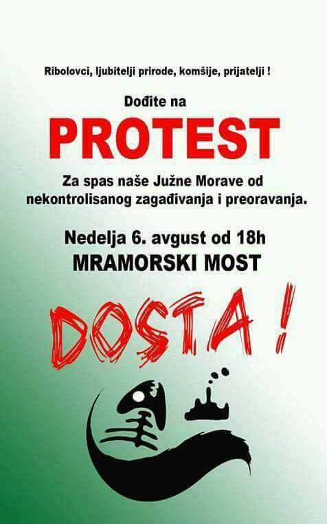 Риболовци организују протест против загађења Јужне Мораве